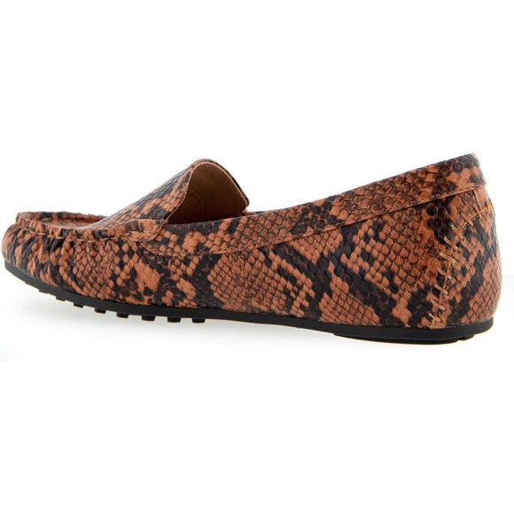 Aerosoles Women Tan Printed Closed Rounded Toe Over Drive Flats Loafer Shoes - Picture 7 of 7